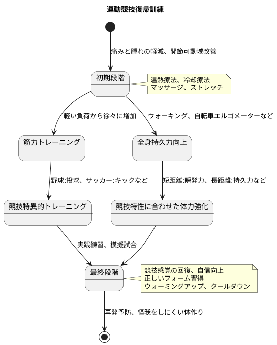 スポーツ復帰への特別な訓練